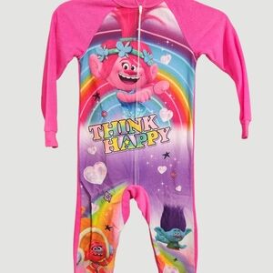 Dreamworks Trolls Size 4-5 Fleece Zip Footless Pajamas